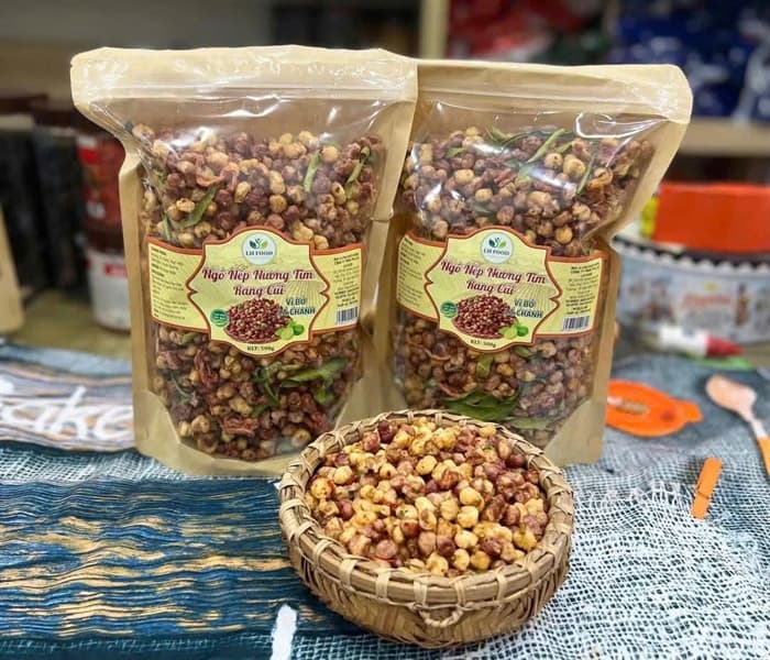 Ngô nếp nương tím rang củi vị phomai