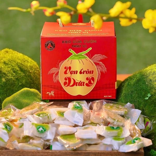 Kẹo dừa cuộn ngũ vị (Hộp 1kg)